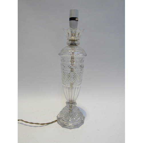 7096 - A 20th Century crystal glass lamp base, 46cm without shades