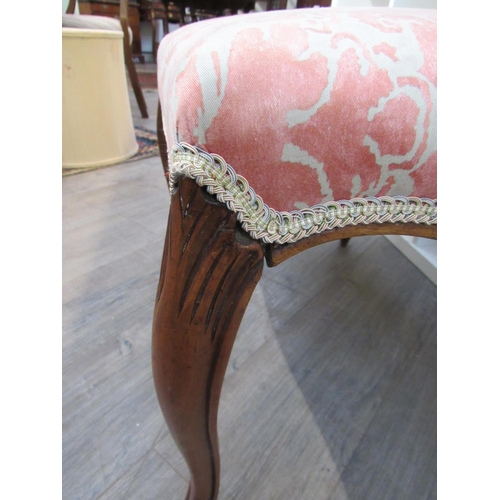 7113 - WITHDRAWN: A late 19th Century French walnut framed stool with silk upholstery, 43cm x 61cm x 46cm