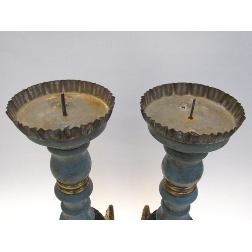 7115 - A pair of 19th Century ornate pricket candlesticks with winged Angel bodies, 48cm tall