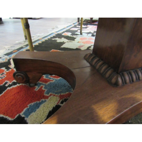 7119 - A late Regency / William IV mahogany drop-flap sofa table, 69.5cm x 92cm x 66.5cm   (R) £120