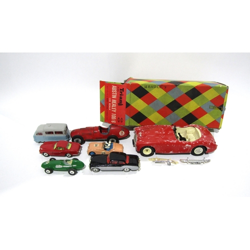 7169 - Vintage toys including Tri-ang Austin Healey a/f, Corgi die-cast Vanwall, Volvo, Bentley and Dinky T... 