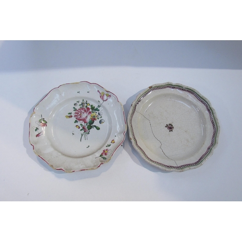 7172 - Eight 19th Century French Faience floral decorated plates, flaking and chips present and two Lunevil... 