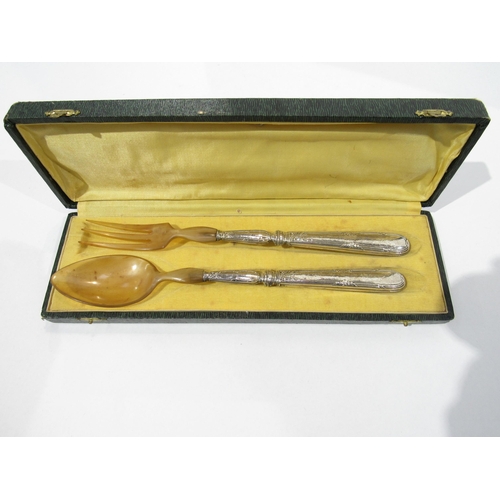 7226 - WITHDRAWN: Silver handled knives with HUNT & ROSKELL blades, cake forks handles marked 800 silver pi... 