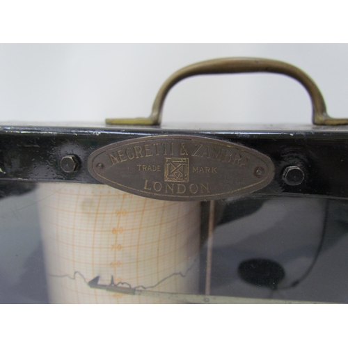 7619 - A Negretti & Zambra, London vintage metal barograph, 40cm x 28cm x 14cm    (R) £60