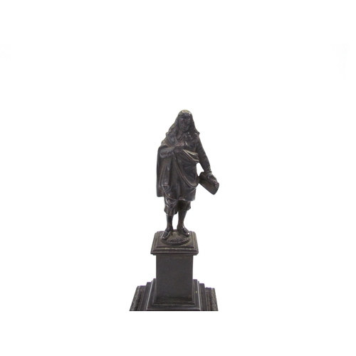 7625 - A pair of 19th Century bronze sculptures of philosophers, each 17.5cm tall including plinth base