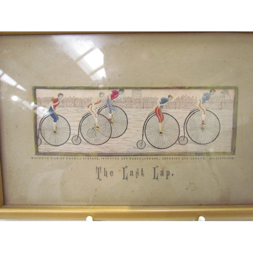 7639 - Two 19th Century Stevengraphs of a sporting theme: 'The Last Lap' depicting a penny farthing race, a... 