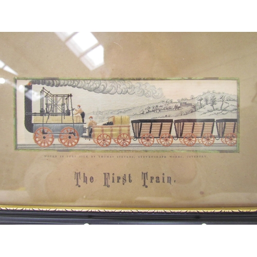 7640 - Three Stevengraphs of railway theme: 'The First Train', 'The Present Time' and 'The Mersea Tunnel Ra... 