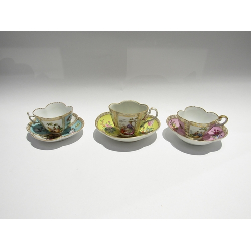 7734 - Three Continental cabinet cups and saucers