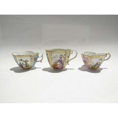 7734 - Three Continental cabinet cups and saucers