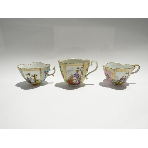 7734 - Three Continental cabinet cups and saucers