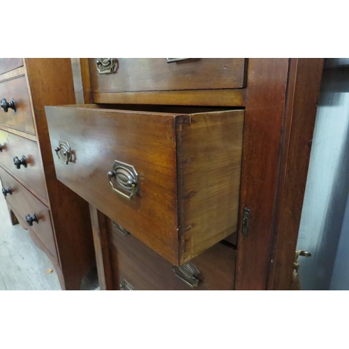 7770 - A Victorian walnut five drawer Wellington chest (the locking bar with key) over a plinth base, 107cm... 