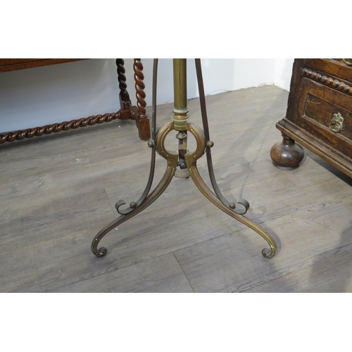 7784 - A Victorian floor standing oil lamp converted to electric, copper and brass lamp top, or copper and ... 