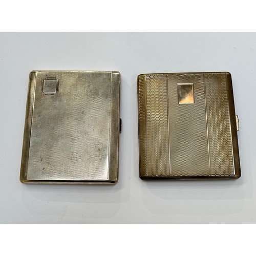 7256 - Two engine turned cigarette cases with vacant cartouches, Birmingham 1966 and 1937, 10.5cm & 9.5cm t... 