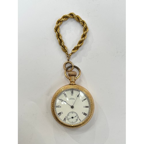 7278 - An American Waltham Watch Co. pocket watch 3491498 with screw back gold plated, crack to face, 5cm d... 