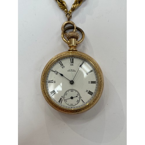 7278 - An American Waltham Watch Co. pocket watch 3491498 with screw back gold plated, crack to face, 5cm d... 