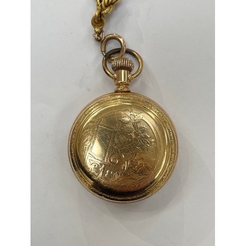 7278 - An American Waltham Watch Co. pocket watch 3491498 with screw back gold plated, crack to face, 5cm d... 