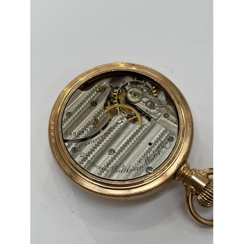 7278 - An American Waltham Watch Co. pocket watch 3491498 with screw back gold plated, crack to face, 5cm d... 