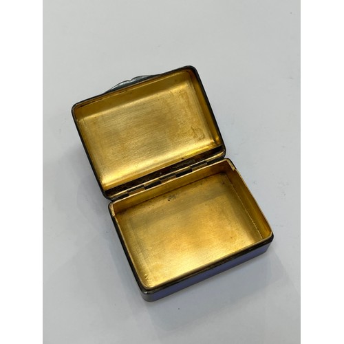 7286 - A white metal blue guilloche enamel and vermeil box, 4.5cm x 6cm x 2.5cm