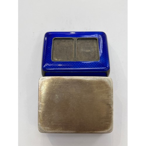 7286 - A white metal blue guilloche enamel and vermeil box, 4.5cm x 6cm x 2.5cm