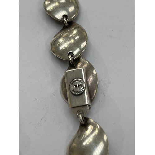 7293 - A Danish silver modernistic necklace, stamped BM, 44cm long, 70g