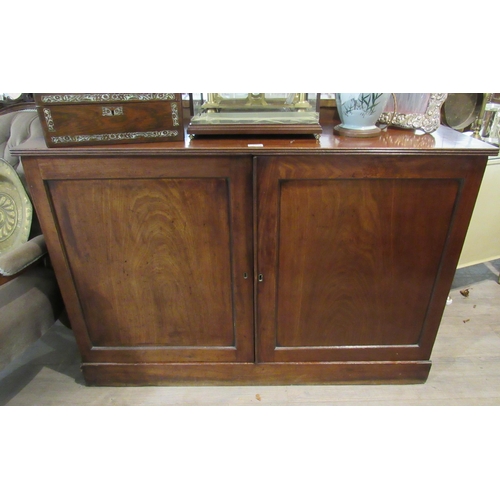 7128 - WITHDRAWN: A Regency mahogany two door house keepers cupboard with reeded edge top. Full length shel... 