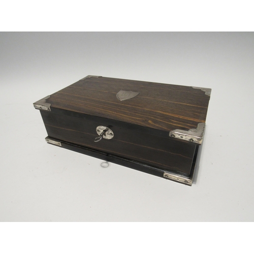 7135 - An Edwardian coromandel humidor/cigar box with M Chapman Son & Co Ltd silver mounts, lockable with k... 