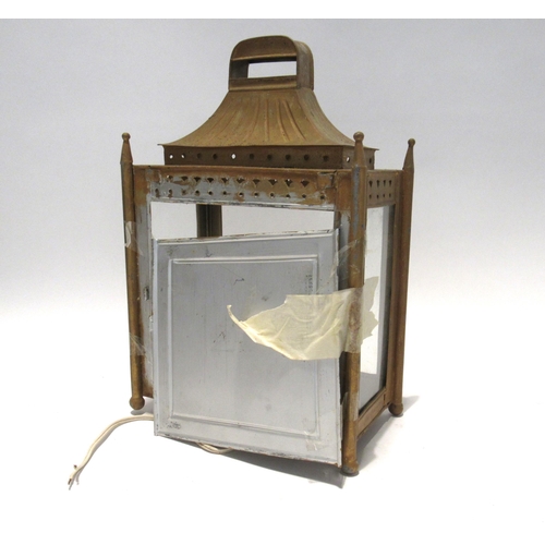 7142 - Two 20th century painted metal lantern wall lights with mirrored back, 36cm x 24cm           (E) £30... 