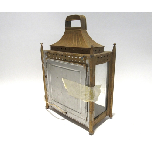 7142 - Two 20th century painted metal lantern wall lights with mirrored back, 36cm x 24cm           (E) £30... 