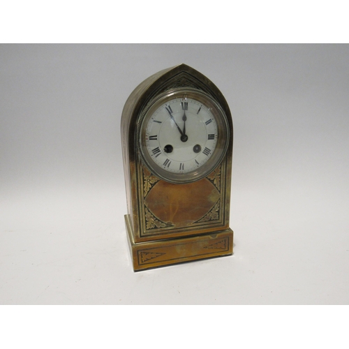 7144 - A late 19th Century French Arch form mantel clock, 27cm tall x 15cm x 11cm            (E) £40-60