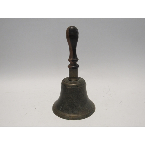 7165 - A Handle Bell with two-tone wood handle, 28cm tall