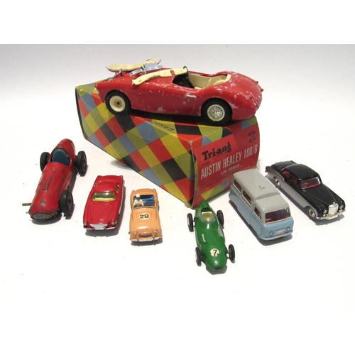 7169 - Vintage toys including Tri-ang Austin Healey a/f, Corgi die-cast Vanwall, Volvo, Bentley and Dinky T... 