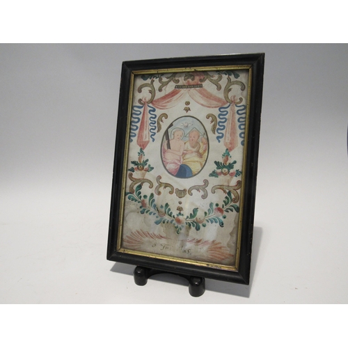 7186 - An 18th Century hand painted ecclesiastical painting on parchment, 27cm x 17cm