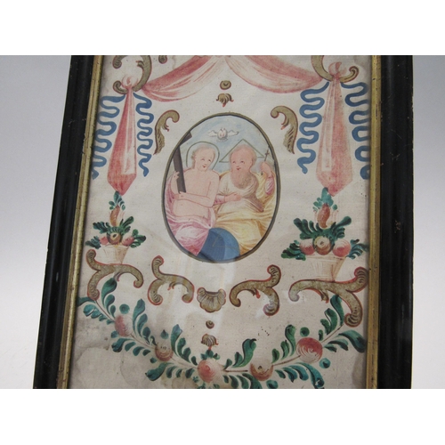 7186 - An 18th Century hand painted ecclesiastical painting on parchment, 27cm x 17cm