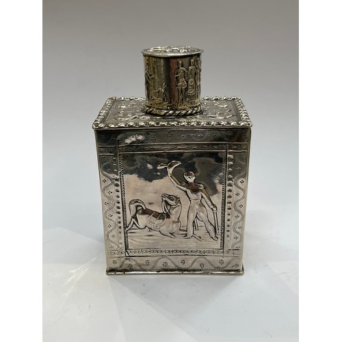 7300 - A Paulus Roesgen (Dutch) silver tea caddy, Schoonhoven 1884, 12cm tall x 7.5cm wide, 244g