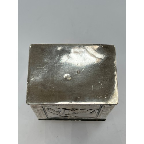 7300 - A Paulus Roesgen (Dutch) silver tea caddy, Schoonhoven 1884, 12cm tall x 7.5cm wide, 244g