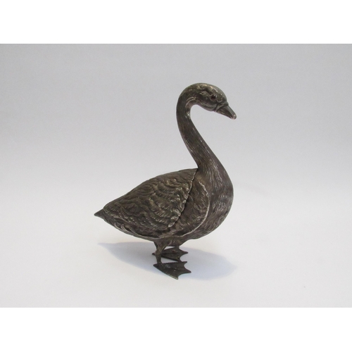 7806 - A silver plated spoon warmer as a goose, 25.5cm tall