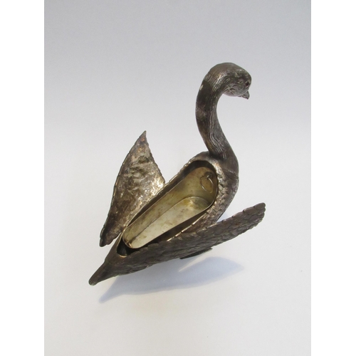 7806 - A silver plated spoon warmer as a goose, 25.5cm tall