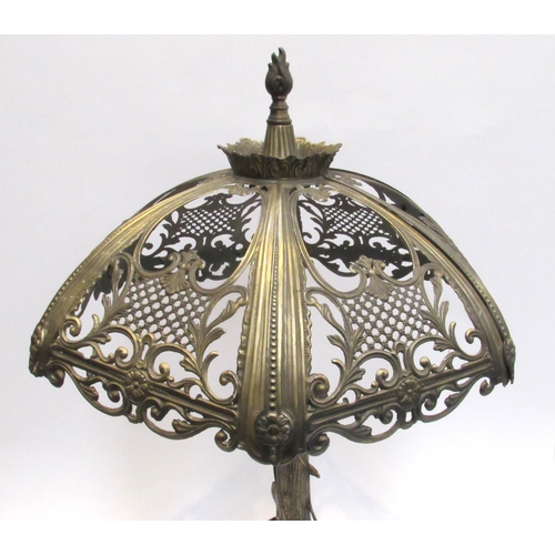 7806A - A circa 1975 embossed brass table lamp with lily pattern a/f   (R) £50 FIRM