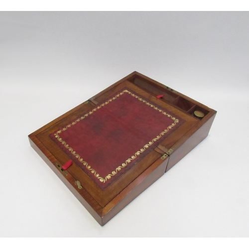 7807 - A mahogany writing slope with red leather gilt tooled decoration   (R) £40