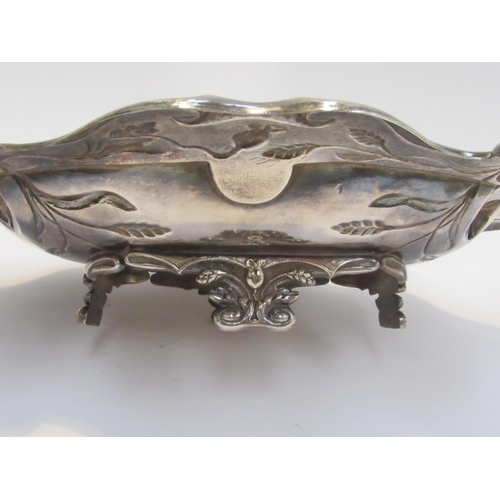 7808 - A French Art Nouveau silver plated serving tray with foliate detailing, 43cm x 25cm