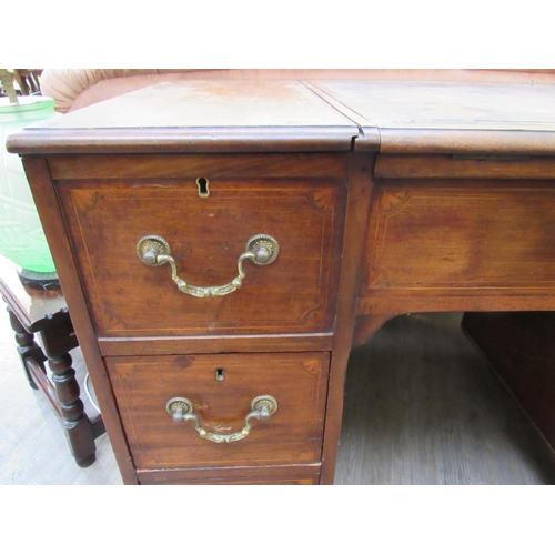 7815 - A 19th Century mahogany twin pedestal desk by S&H Jewell of Holborn, shell marquetry inlay and satin... 