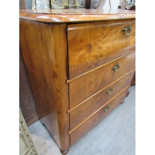 7829 - A Victorian Swedish Biedermeier golden birch chest of four long drawers with decorative brass handle... 