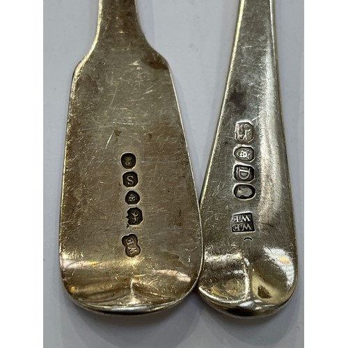 7323 - Two pairs of London silver serving spoons. William Eley I and William Fearn 1799 and William Eaton 1... 