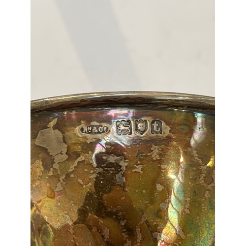 7338 - A Ramsden and Carr (Omar Ramsden and Alwyn Carr) silver goblet, hammered finish with lion mask detai... 