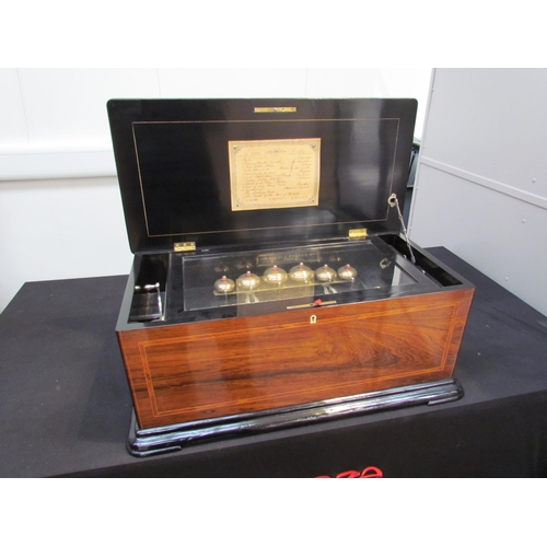 7504 - A Nicole Freres cylinder music box playing 12 airs with bells, with a 56 tooth comb and 6 tooth (tot... 