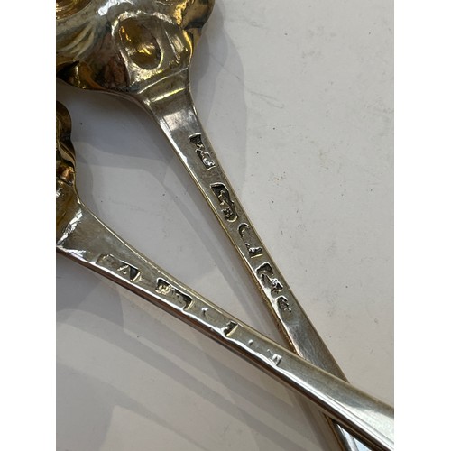 7340 - A pair of William Cripps silver berry spoons, London circa 1760, mark rubbed, 105g  (E)  £60-90