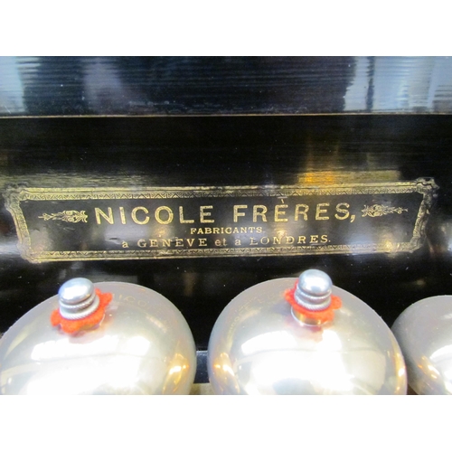 7504 - A Nicole Freres cylinder music box playing 12 airs with bells, with a 56 tooth comb and 6 tooth (tot... 