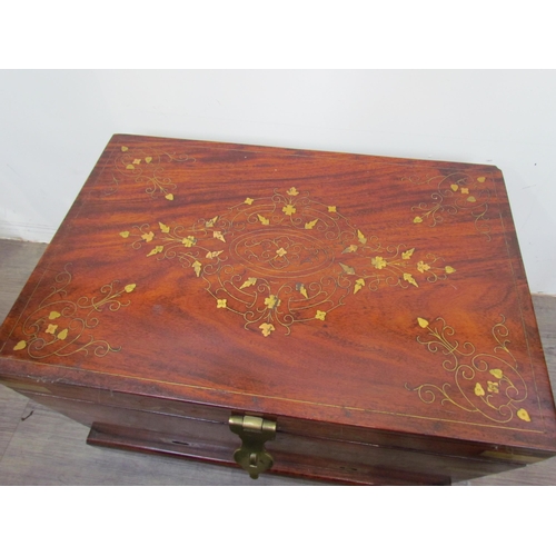 7505 - A reproduction rosewood inlaid brass box, campaign style handles