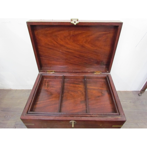 7505 - A reproduction rosewood inlaid brass box, campaign style handles