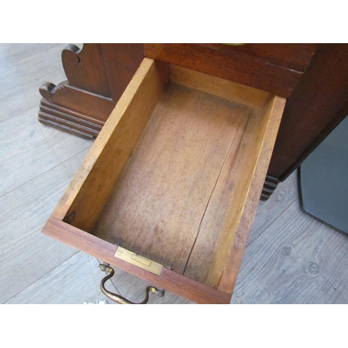 7510 - A circa 1900 shipping clerk’s desk, spindle gallery back, green tooled leather sloped surface with l... 